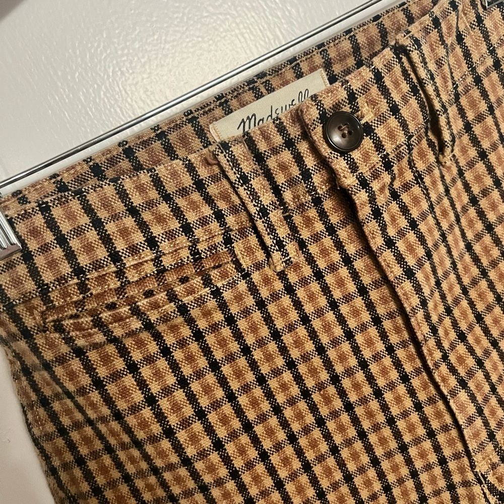 Madewell Brown Tan Slim Emmett Pants Wide Leg Crop Plaid Size 23 - Picture 2 of 10